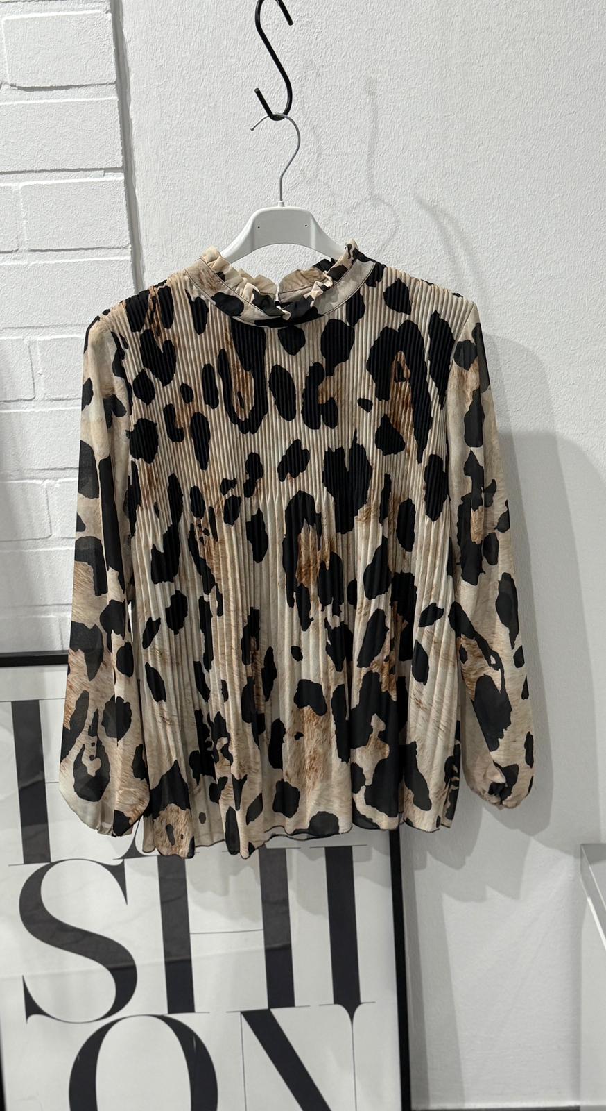 Plissierte Bluse im Leo-Print