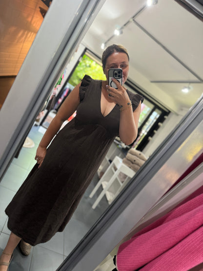 Musselin Kleid V Neck