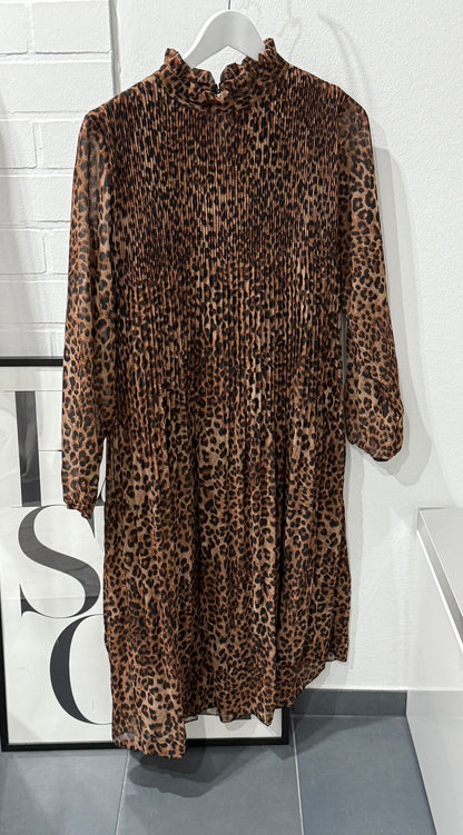 Plissiertes Kleid im Leo-Print