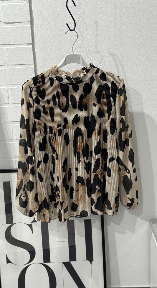 Plissierte Bluse im Leo-Print