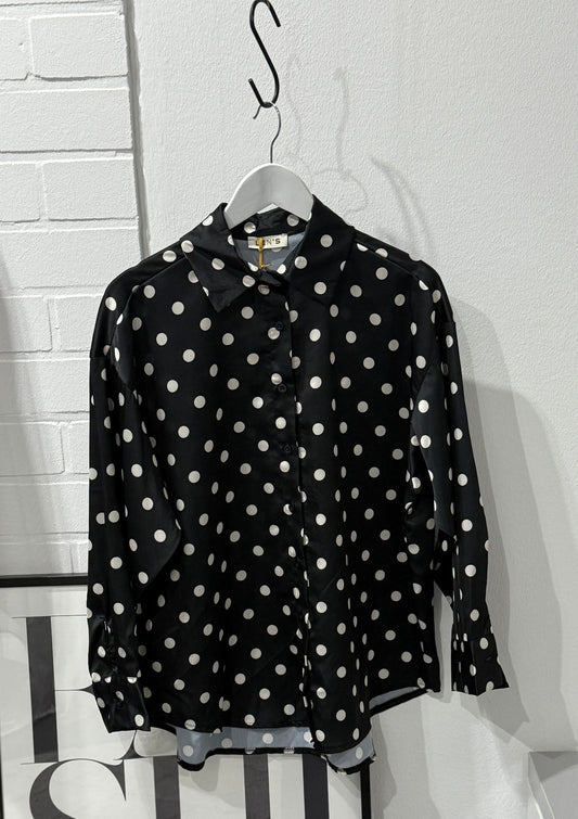 Satinbluse mit Punkten